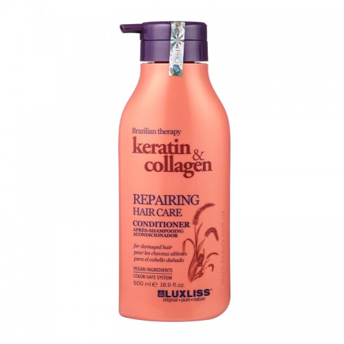 Восстанавливающий кондиционер с кератином и коллагеном Luxliss Keratin & Collagen Repairing Hair Care Conditioner 500 мл