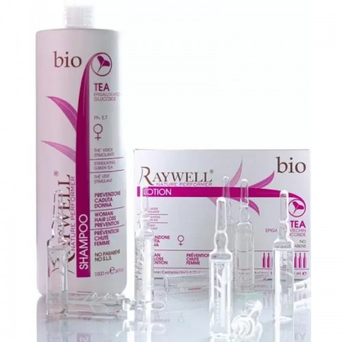 Набор Raywell Bio Tea шампунь 1000 мл и Bio Tea Lotion ампулы 10 шт, для роста и от выпадения волос